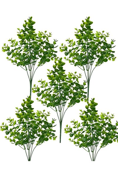 Nettenevime 5li Set Yapay Çiçek Şimşir Demet Garnitür Yeşil Aradal Dekoratif Yapay Bitki