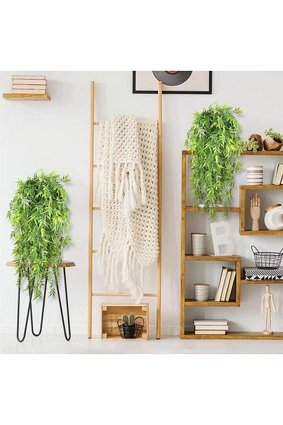 Nettenevime Τεχνητό λουλούδι Σετ 4 κρεμαστό Boston Fejka Bamboo Boxwood 60cm 5 Branches Artificial Ivy Green