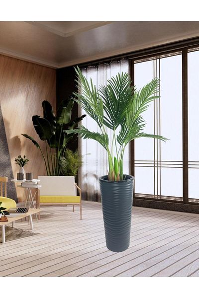 Nettenevime Τεχνητό δέντρο Areka Palm Tree Anthracite Beach Τεχνητό δέντρο σε βάζο 150cm 10 Φύλλα