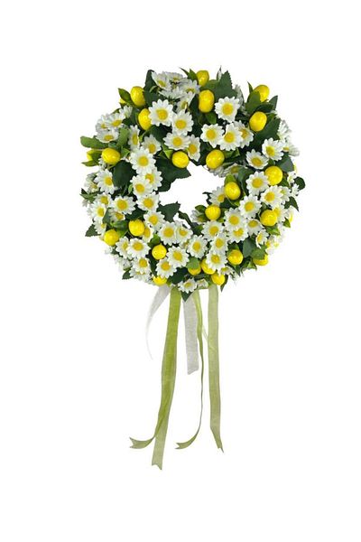Nettenevime Artificial Flower Door Ornament Lemon Daisy Door Wreath