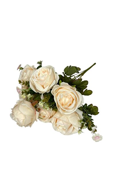 Nettenevime Yapay Çiçek Şakayık Gül 11 Dallı Büyük Demet 7dal Gül 4 Dal Cipso Soft Pembe