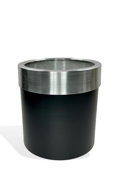 Nettenevime Stainless Aluminum Material - Decorative Black Vase with Silver Belt, 31*31