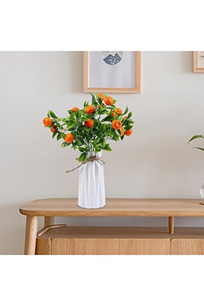 Nettenevime 3lü Set Yapay Mandalina Demeti Yapay Çiçek 30*20cm Yeşil Yapraklı