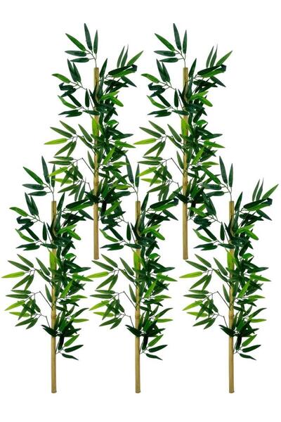 Nettenevime 5li Set Yapay Bambu Sopası 10 Yapraklı 90cm Yapay Çiçek Bambu Duvarı Separatör Çiçeği Yapay Çiçek