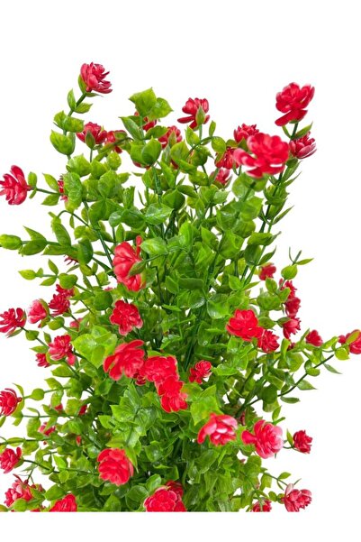 Nettenevime Yapay Çiçek Siyah Saksıda Kırmızı Mineli Şimşir Ağacı 55cm