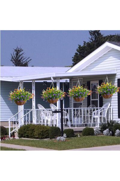 Nettenevime Yapay Çiçek Sarkaç Askılı Makreme Sepette Karışık Renkli Mineli Şimşir Yeşillik Çiçek Sepeti