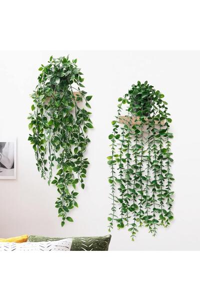 Nettenevime Yapay Çiçek 2li Set Saksıda Sarkan Limon Yaprağı Ve Okaliptus Şimşir Çiçeği