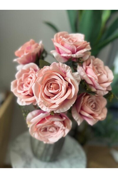 Nettenevime Artificial Flower 7 Rose Bunch 40*30cm 1St Quality Large Size Coral Pink