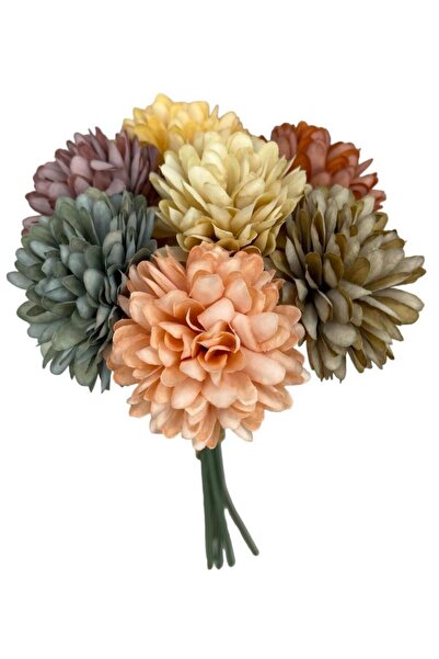 Nettenevime Artificial Flower Chrysanthemum Snowball Mixed Pastel Colors 7 Individual Single Branch Bunch