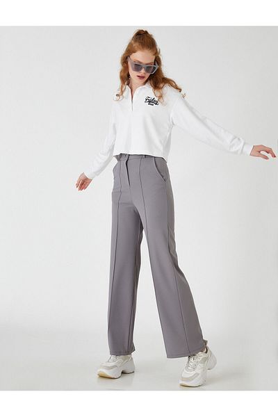 Koton Women's Anthracite Trousers 3WAL40093IK