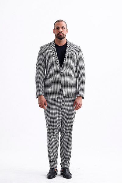 Koch London Men's Oversize Pants - Plaid Print, Modern and Stylish Design, Black-White