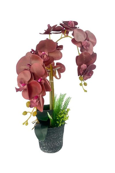 Nettenevime Τεχνητό Λουλούδι 2 Συσκευασία Wet Pastel Burgundy Orchid σε κεραμική γλάστρα Ορχιδέα 60cm