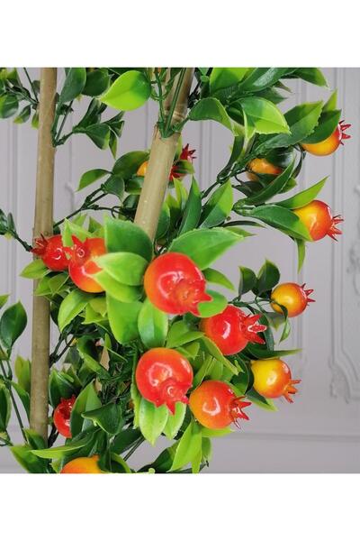 Nettenevime Yapay Ağaç Nar Ağacı 75cm Gür Yapraklı Gümüş Paslanmaz Aleminyum Saksılı