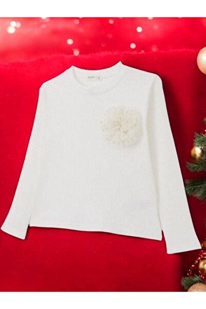 Zekids Κοριτσίστικη μακρυμάνικη μπλούζα με ραβδώσεις με λεπτομέρεια λουλουδιών