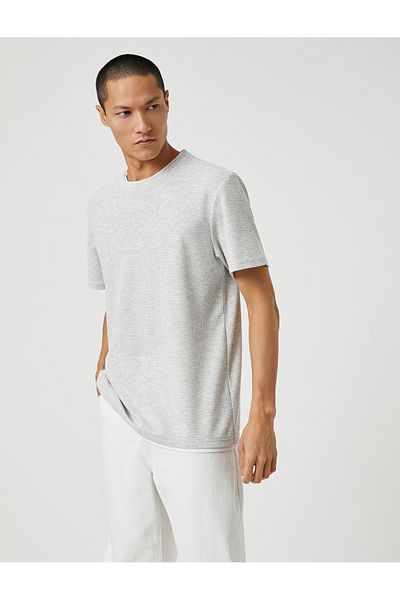 Koton Basic Woven T-Shirt Crew Neck Short Sleeve Slim Fit