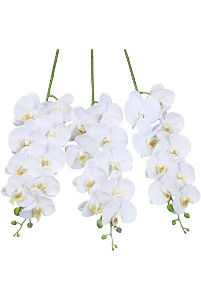 Nettenevime Yapay Çiçek Beyaz Islak Orkide Uzun Dal 90 Cm Orkide