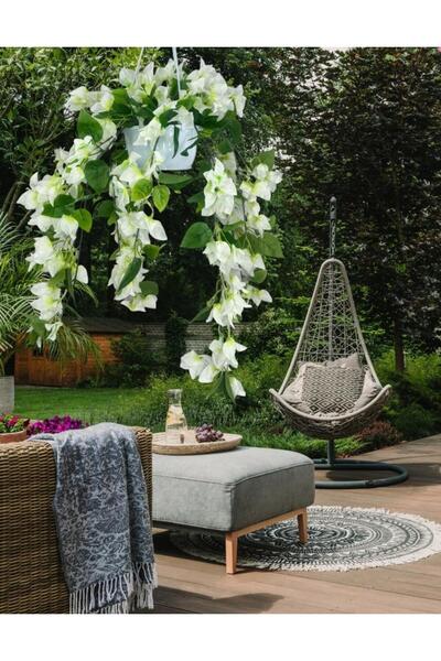 Nettenevime Yapay Çiçek Begonvil Beyaz Sarkaç Askılı Saksıda Balkon Çiçeği Çiçek Sepeti