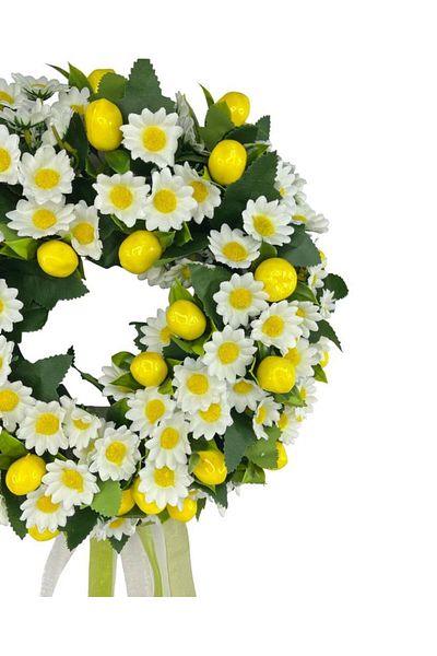 Nettenevime Artificial Flower Door Ornament Lemon Daisy Door Wreath
