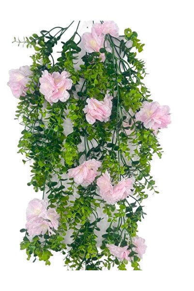 Nettenevime Yapay Çiçek Sarkan Pembe Çiçekli Şimşir Okaliptus Yapay Sarmaşık