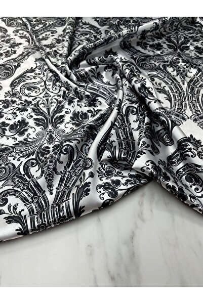 ipekkumaş Beyaz İkat Desen Elbiselik Gömleklik Tivil Saten Kumaş ÜRÜNÜMÜZ ADE...