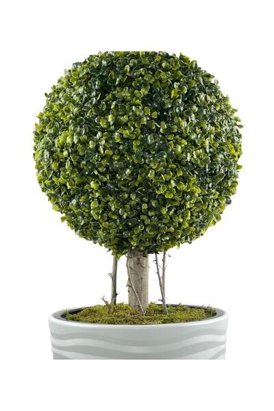 Nettenevime Yapay Ağaç Beyaz Uzun Kumsal Vazoda Şimşir Top Tek Toplu 105cm