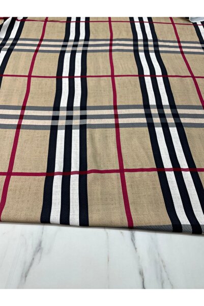 ipekkumaş Ekose Desen Bambu Dijital Elbiselik Viskon Kumaş