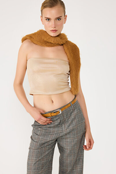 No Matter What Shiny Fabric Strapless Crop Top