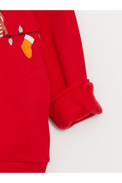 LC Waikiki Lcwk Langarm-Sweatshirt für Mädchen mit Rundhalsausschnitt und Neujahrsmotiv