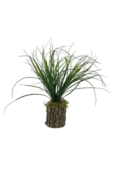Nettenevime Yapay Çiçek Kütük Saksıda Saz Otu 35cm Dekoratif Masa Çiçeği 40*20cm