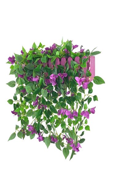 Nettenevime Yapay Çiçek Mor Begonvil li Mor Çit Balkon Saksısı 55*35cm 70cm Sarkar