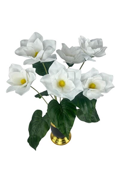 Nettenevime Artificial Flower Wet Magnolia Flower 6 Flowers 65cm Gold Black Darbuka Galvanize Living Room Flower in Vase
