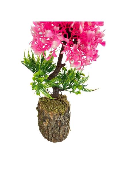 Nettenevime Bonsai Dekoratif Yapay Ağaç Yarım Top Kafalı Pembe Bonzai 30cm