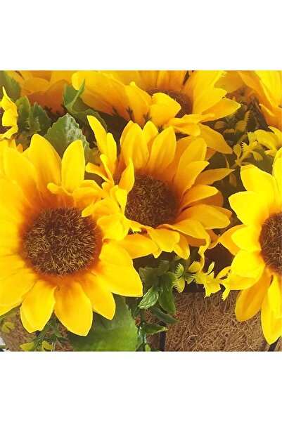 Nettenevime Artificial Flower Pendulum Basket Sunflower Flower Basket Yellow
