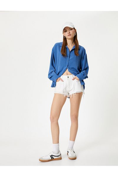 Koton Oversize Shirt Langarm Strukturiert