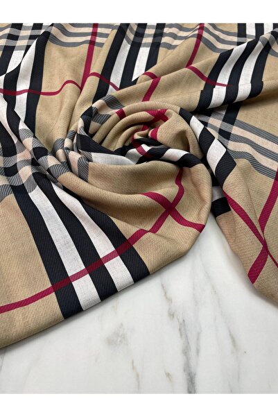 ipekkumaş Ekose Desen Bambu Dijital Elbiselik Viskon Kumaş