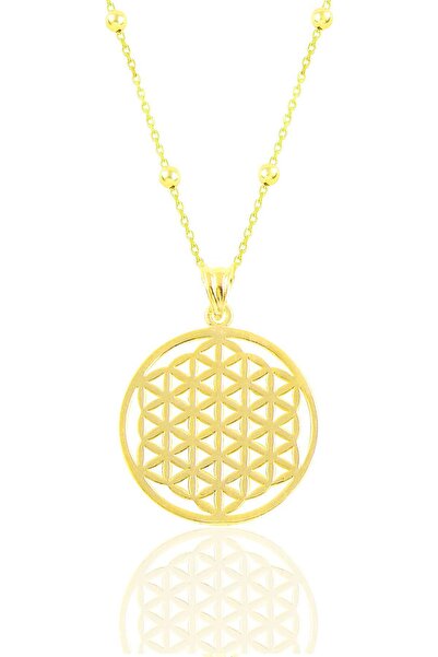 Söğütlü Silver Gümüş Altın Yaldızlı Top Top Zincirli Yaşam Çiçeği Kolye