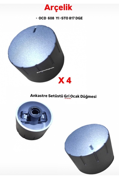 Arçelik OCD 608 YI - STO 817 DG E Ankastre Set Üstü Gri Ocak Düğmesi