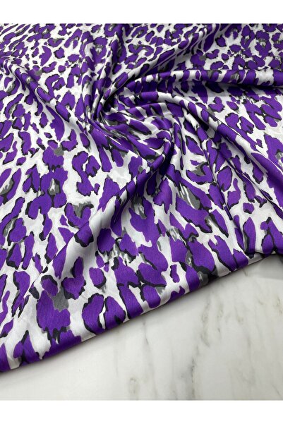 ipekkumaş قميص فستان بنمط الفهد الأرجواني من قماش الساتان تيفيل يتم بيع منتجن...