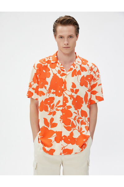 Koton Virágmintás ing rövid ujjú, lehajtható gallérral