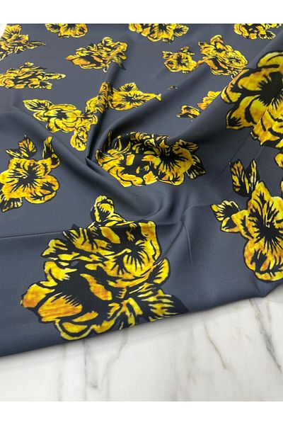 ipekkumaş Model de flori galbene Rochie de noapte Cămașă Tivil Satin Fabric