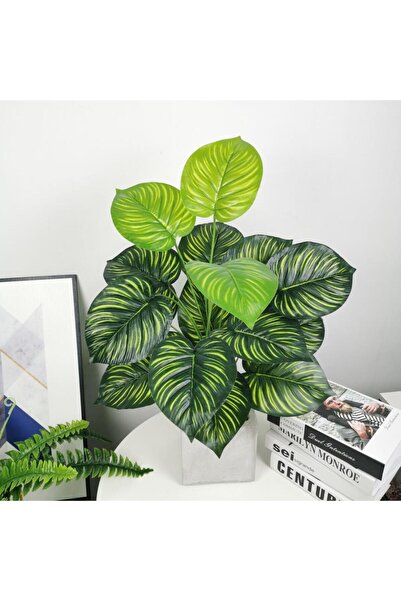 Nettenevime Yapay Çiçek Demet Difenbahya Sarı Çizgili 12dal 55cm Salon Çiçeği Yapay Bitki