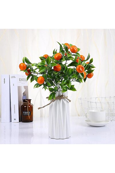 Nettenevime 3lü Set Yapay Mandalina Demeti Yapay Çiçek 30*20cm Yeşil Yapraklı