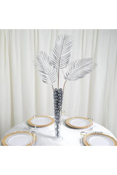 Nettenevime Yapay Çiçek Palmiye Yaprağı Gümüş Silver Renk 3 Adet Yapay Yaprak