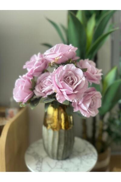 Nettenevime Yapay Çiçek 7li Gül Demeti 40*30cm 1.Kalite Büyükboy SOFT LİLA