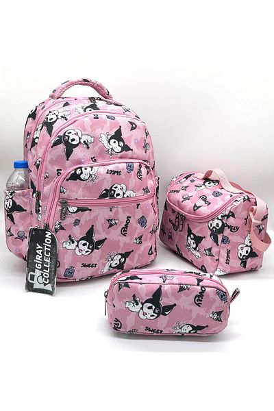 MegiHero Orthopedic Girl's First School Bag - Character Pattern, Powder