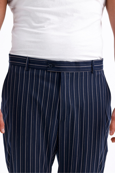 Koch London Erkek Battal Boy Pantolon - Lacivert Çizgili, Modern ve Şık Tasarım