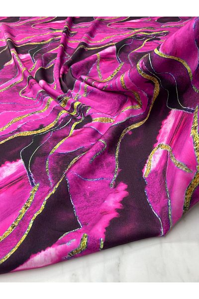 ipekkumaş Fuchsia Marble Pattern Dress Shirt Fabric Tivil Satin Fabric Our Product Is Sold by the Piece 1 Piece 1 Meter
