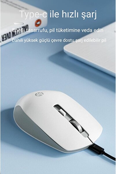 HP S1000C 2.4ghz Kablosuz Şarj Edilebilir Sessiz Mouse Beyaz | Ramwhite Garantili