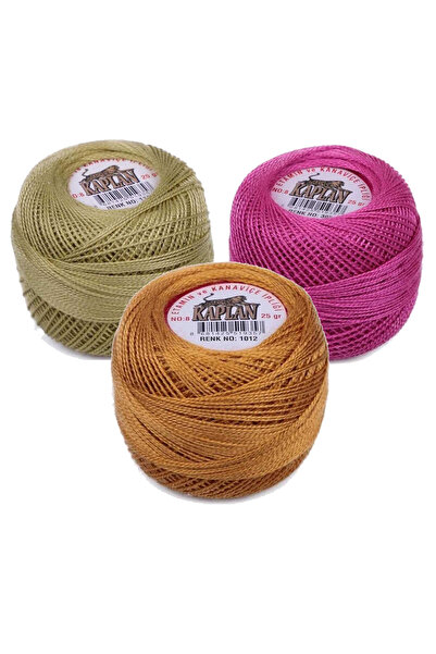 FrereConception 3 pieces of tiger etamine and cross stitch thread no. 8 code/color: 118 - 305 - 1012 - ryl