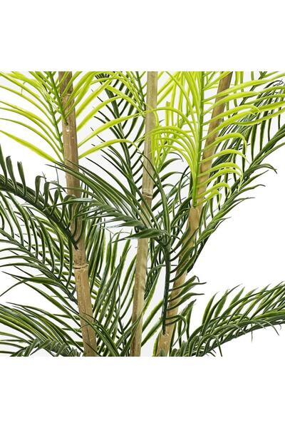 Nettenevime Yapay Çiçek Areka Ağacı Palmiye Ağacı Bambu Saplı Gümüş Saksılı Salon Çiçeği 18 Yaprak 85 Cm